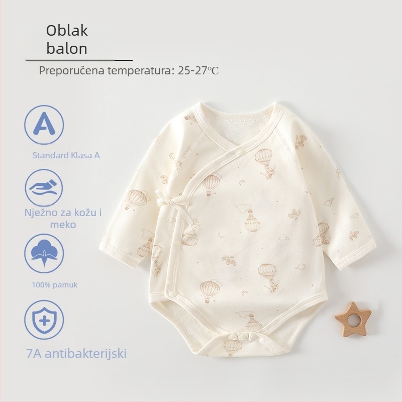 Pamukasti bebi kombinezon za novorođenčad, dugih rukava, sve sezone, unisex, kroj trokuta