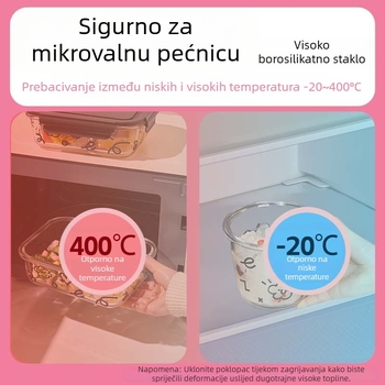 Staklena kutija za obrok, pogodna za mikrovalnu, za ured, prijenosni zatvoreni spremnik za hranu