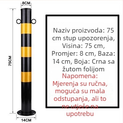 Upozoravajući stup od čelične cijevi, zaštitna kolona za sudare s flange bazom za cestne ulaze i parkirališta