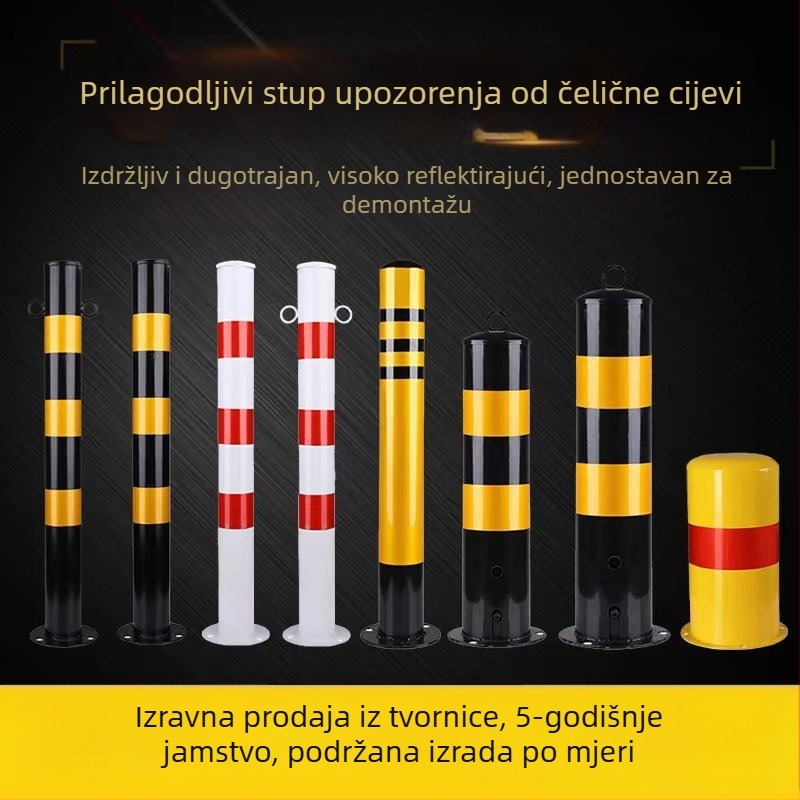 Upozoravajući stup od čelične cijevi, zaštitna kolona za sudare s flange bazom za cestne ulaze i parkirališta