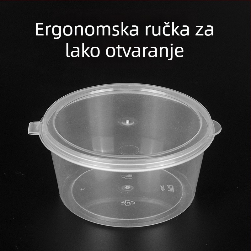 Jednokratna kružna kutija za umake s poklopcem, mali posuda za začine, za čili ulje i dip umake, okus marakuje, pakiranje za dostavu, debele zidove