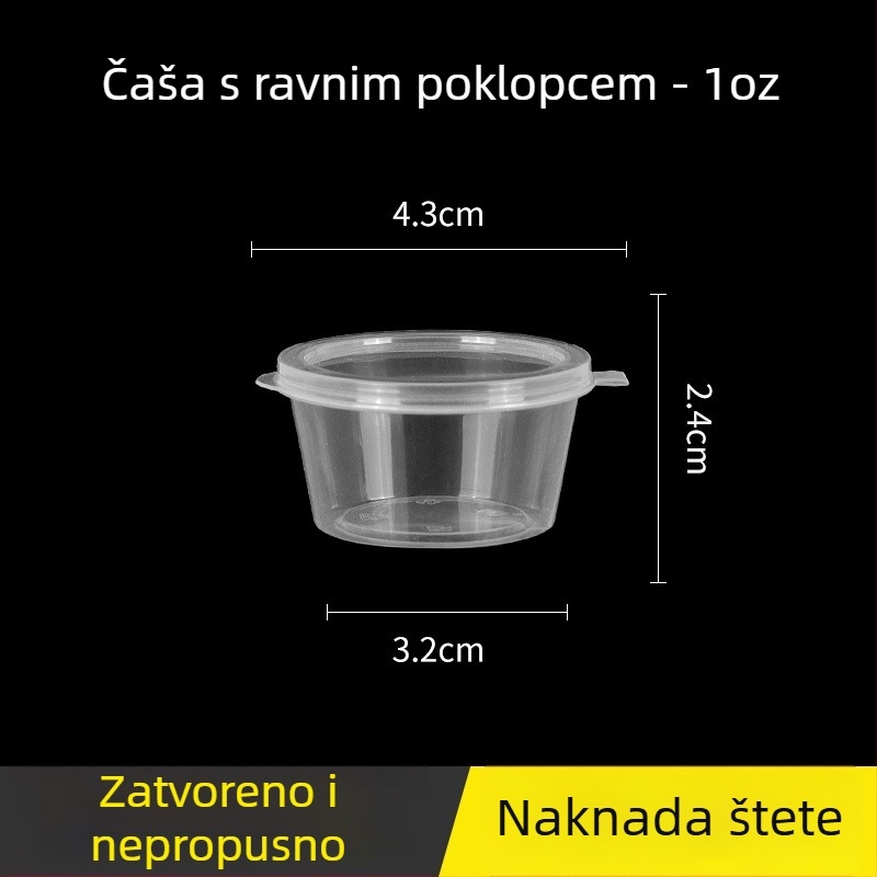 Jednokratna kružna kutija za umake s poklopcem, mali posuda za začine, za čili ulje i dip umake, okus marakuje, pakiranje za dostavu, debele zidove