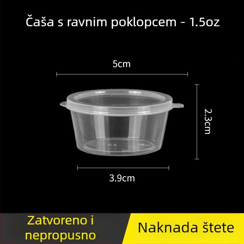 Jednokratna kružna kutija za umake s poklopcem, mali posuda za začine, za čili ulje i dip umake, okus marakuje, pakiranje za dostavu, debele zidove