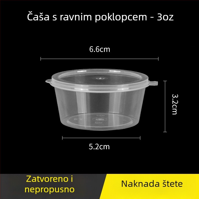 Jednokratna kružna kutija za umake s poklopcem, mali posuda za začine, za čili ulje i dip umake, okus marakuje, pakiranje za dostavu, debele zidove