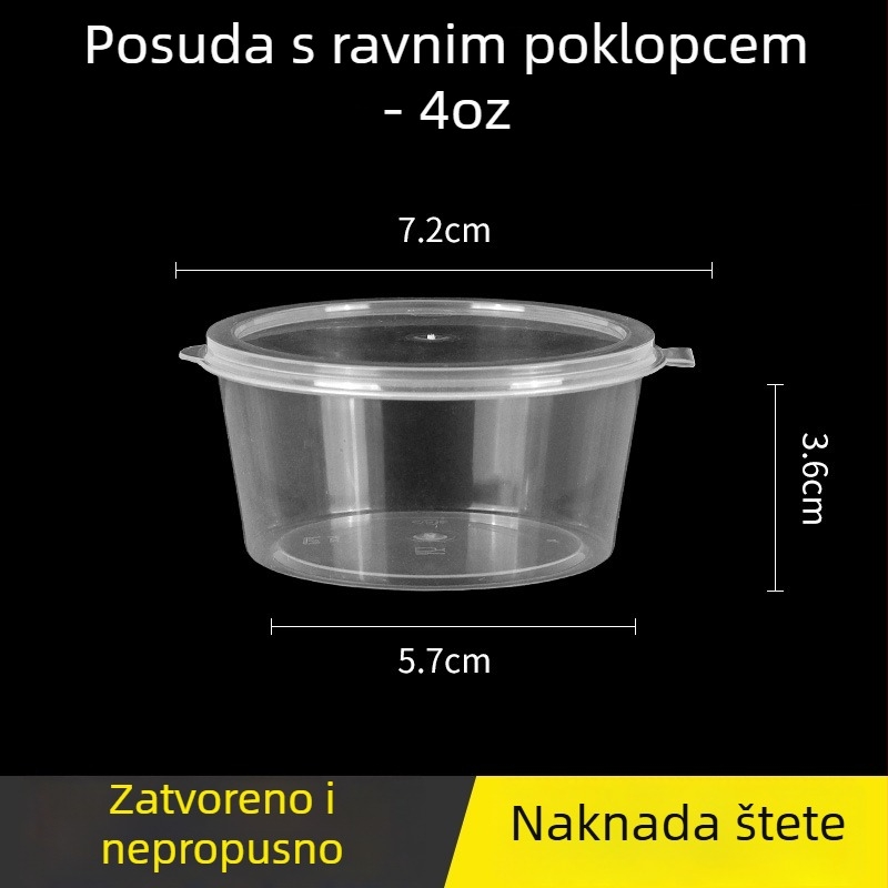 Jednokratna kružna kutija za umake s poklopcem, mali posuda za začine, za čili ulje i dip umake, okus marakuje, pakiranje za dostavu, debele zidove