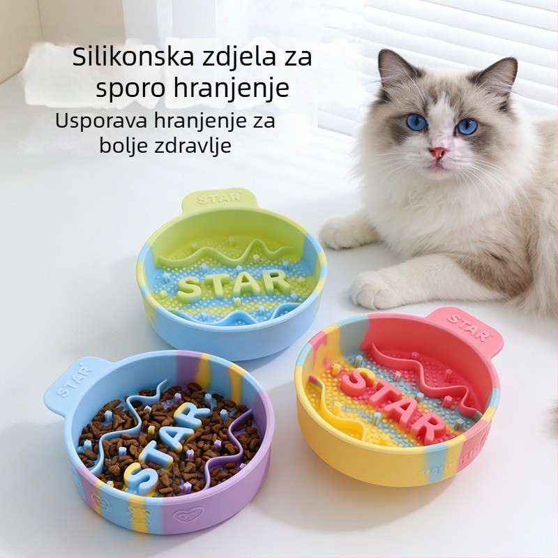 Silikonska posuda za sporo hranjenje pasa – za velike, srednje i male pse; sprječava gušenje i prosipanje; silikonski materijal za hranu