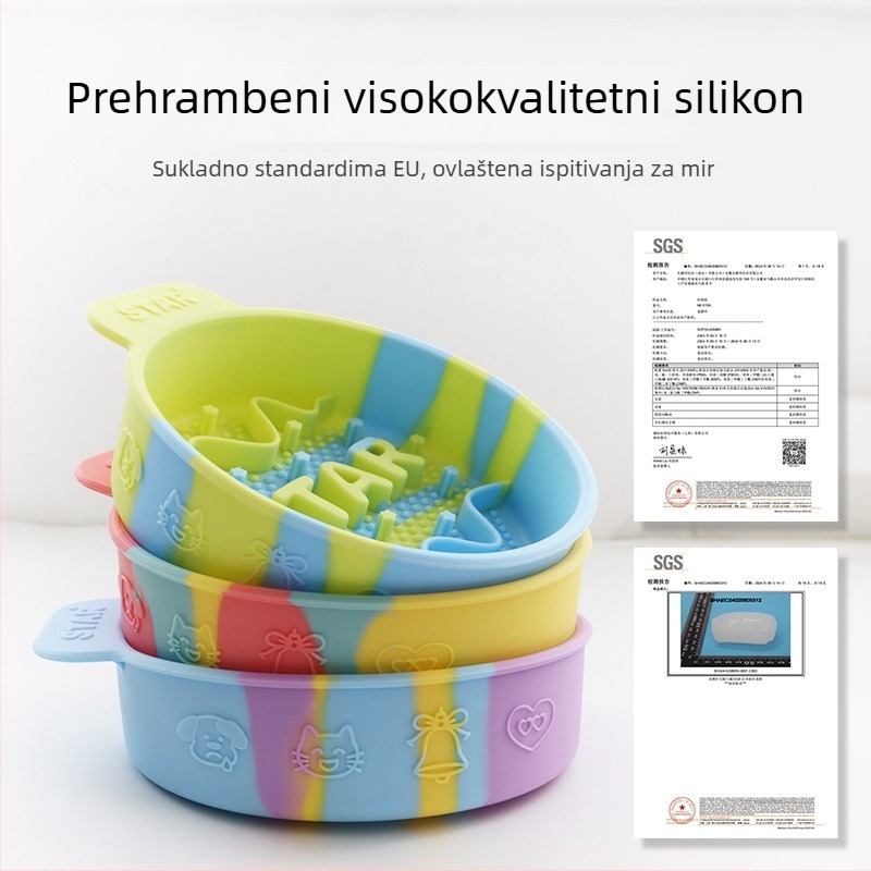 Silikonska posuda za sporo hranjenje pasa – za velike, srednje i male pse; sprječava gušenje i prosipanje; silikonski materijal za hranu