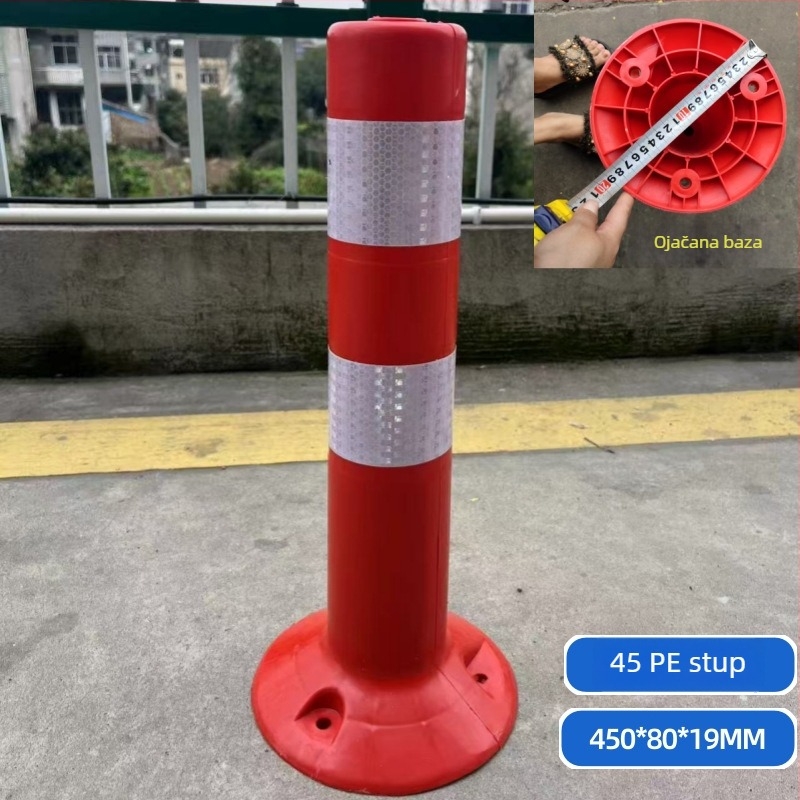 75 cm plastični upozoravajući stup s PU elastičnim jezgrom i TPU reflektirajućom površinom, otporan na udare, cestovni stup, visina 90–100 cm