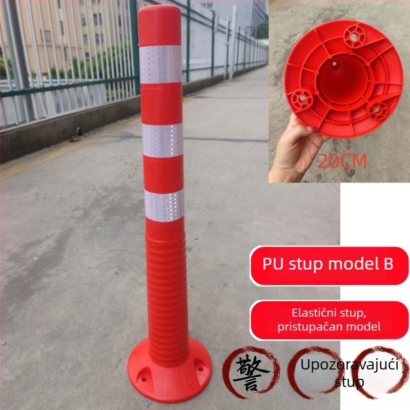 75 cm plastični upozoravajući stup s PU elastičnim jezgrom i TPU reflektirajućom površinom, otporan na udare, cestovni stup, visina 90–100 cm