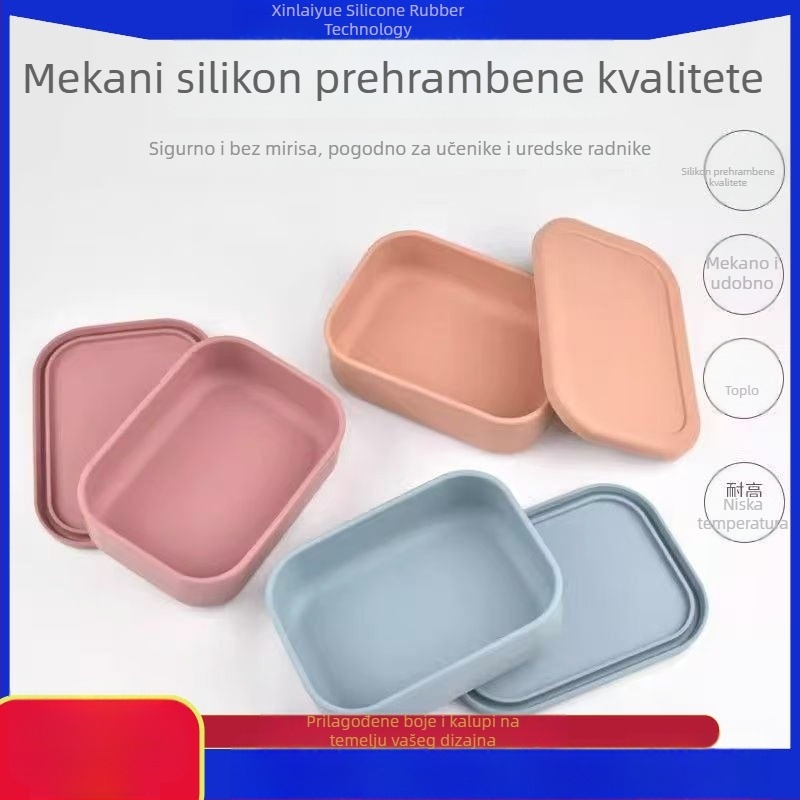 Silikonska kutija za obrok, kompatibilna s mikrovalnom, hermetički zatvorena, prenosna za ured