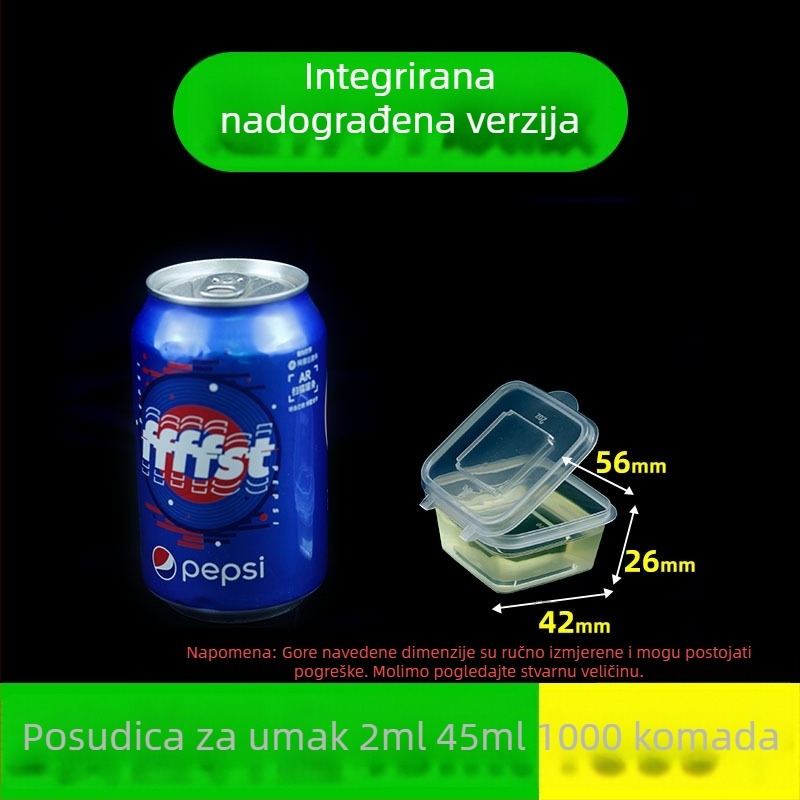 Jednokratna kvadratna posuda za umake s poklopcem, plastična kutija za umake za dostavu
