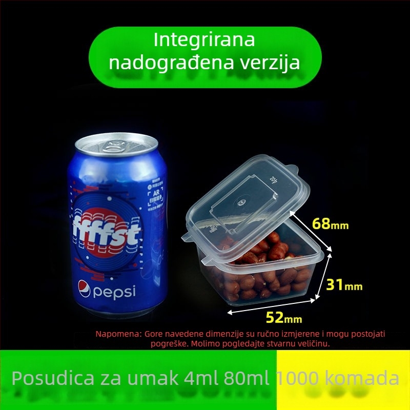 Jednokratna kvadratna posuda za umake s poklopcem, plastična kutija za umake za dostavu