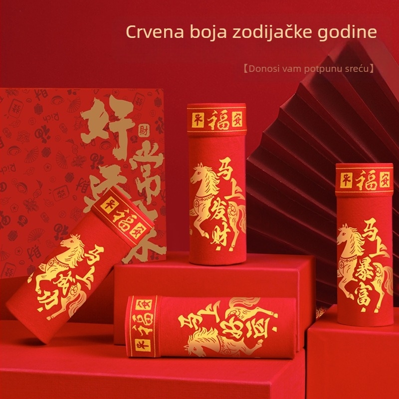 Muške pamučne bokserice, crvene, prozračne i udobne, Godina konja
