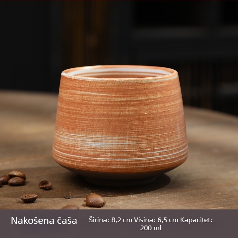 Leaf keramička šalica za čaj, starodavni grubi keramika, Gongfu čajni set, vintage ručno izrađena degustacijska šalica