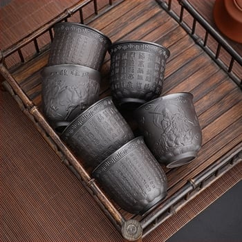 Velika šalica za čaj od Zisha gline s varijacijom peći, ručno izrađena keramika Jian Zhan Kung Fu Baifu, šalica Heart Sutra