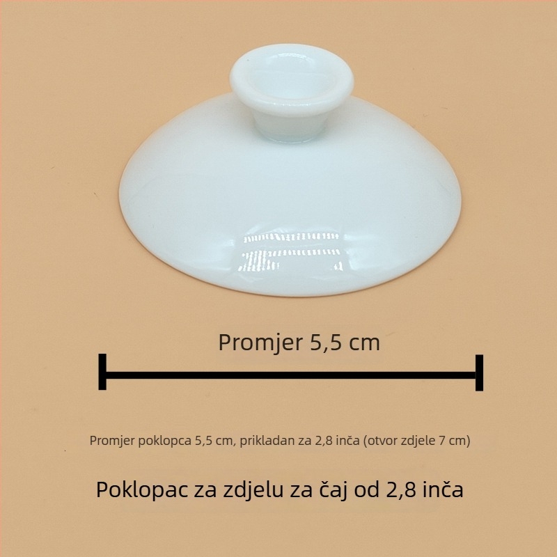 Bijeli porcelanski Kung Fu set za čaj s velikom poklopnom zdjelom – keramička trodijelna čajna zdjela za kućnu uporabu