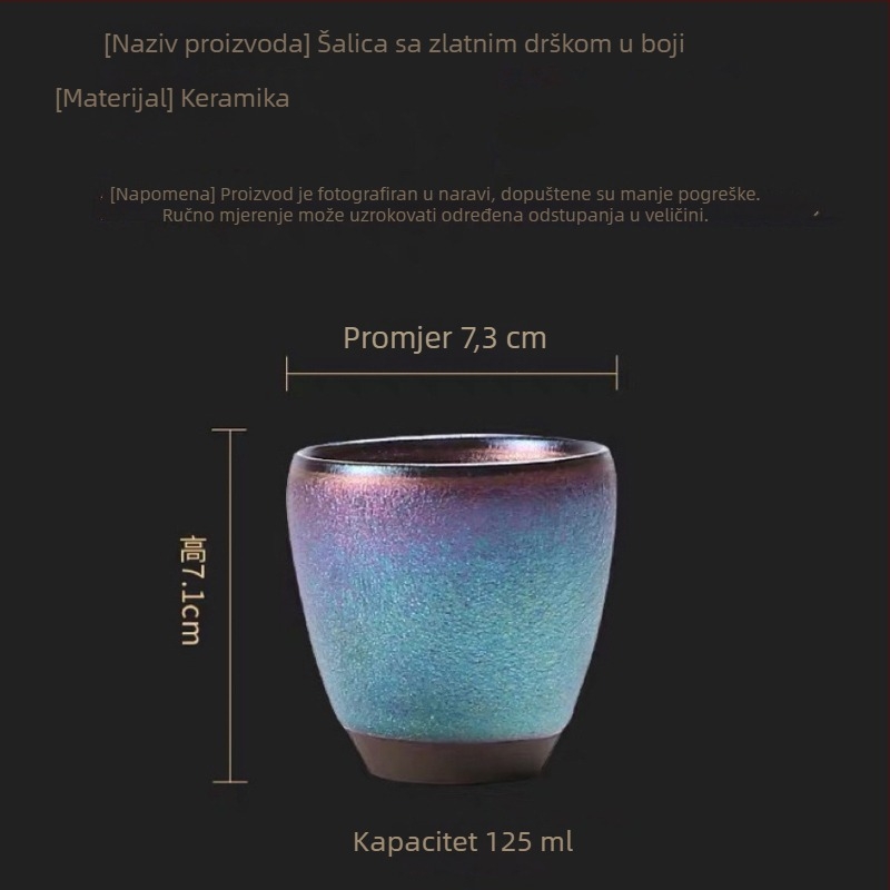 Ručno izrađena Jianzhan keramička čajna šalica s višebojnim podglazom, Tenmoku na željeznoj bazi, za kućnu upotrebu