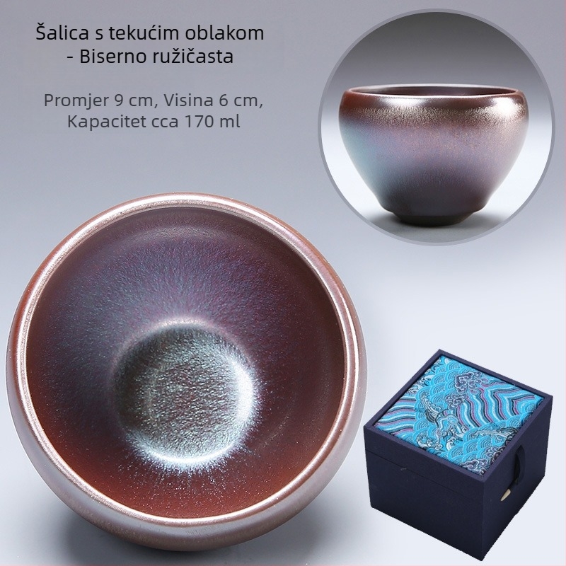 Jianyang zlatno-glazirani Jianzhan set čajeva – par čajnih šalice, šalice domaćina i osobne šalice, ljubičasta glina, Kung Fu set čaja u poklon kutiji