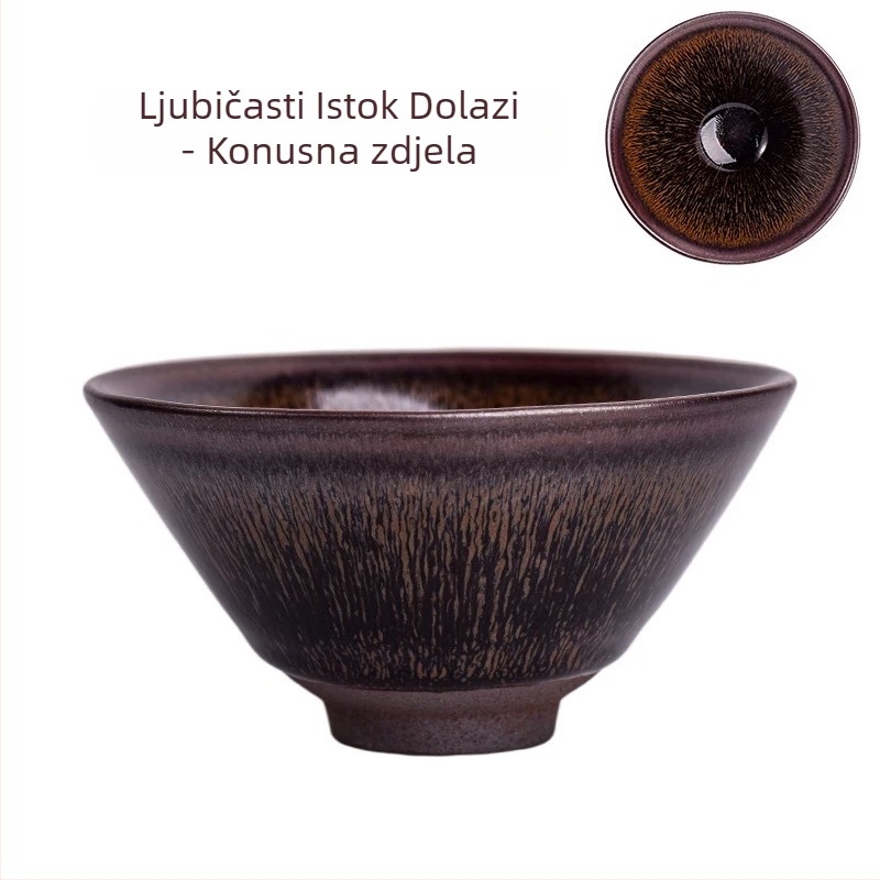 Šalica za čaj s dlakama zeca, retro keramička šalica s čeličnim tijelom, za kućnu uporabu