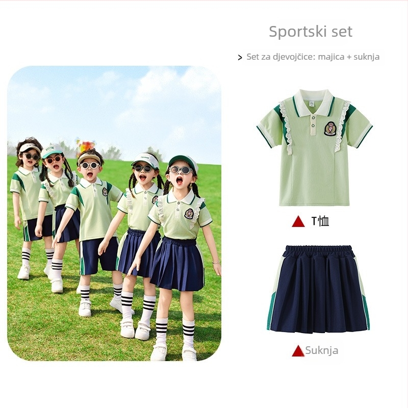 Pipa Bear Ljetna školska uniforma za djecu – trodijelni set za vrtić i osnovnu školu, unisex pamuk odjeća za sportske događaje i fotografiranje završne godine