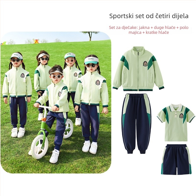 Pipa Bear Ljetna školska uniforma za djecu – trodijelni set za vrtić i osnovnu školu, unisex pamuk odjeća za sportske događaje i fotografiranje završne godine