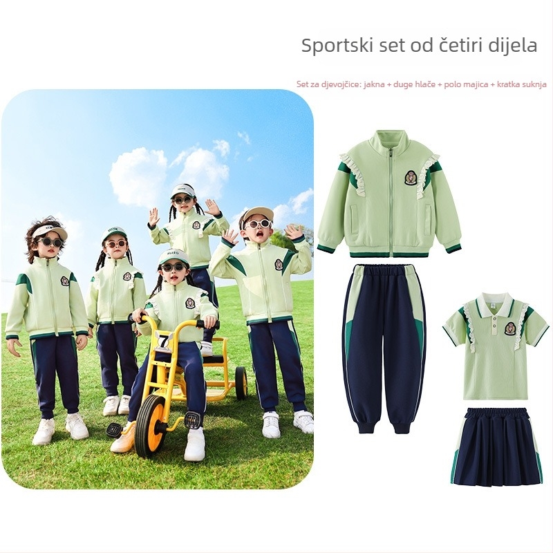 Pipa Bear Ljetna školska uniforma za djecu – trodijelni set za vrtić i osnovnu školu, unisex pamuk odjeća za sportske događaje i fotografiranje završne godine