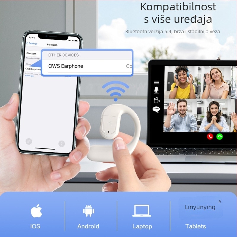 Nothing 2025 Otvorene uho Bluetooth bežične slušalice za jedno uho, za lijevo ili desno nošenje, dugotrajna baterija, redukcija buke