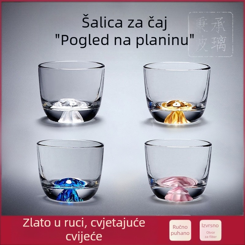 Staklena šalice Gongfu čaja za ceremoniju čaja, visoke klase, pogled na planine, protiv opeklina i otporna na padove