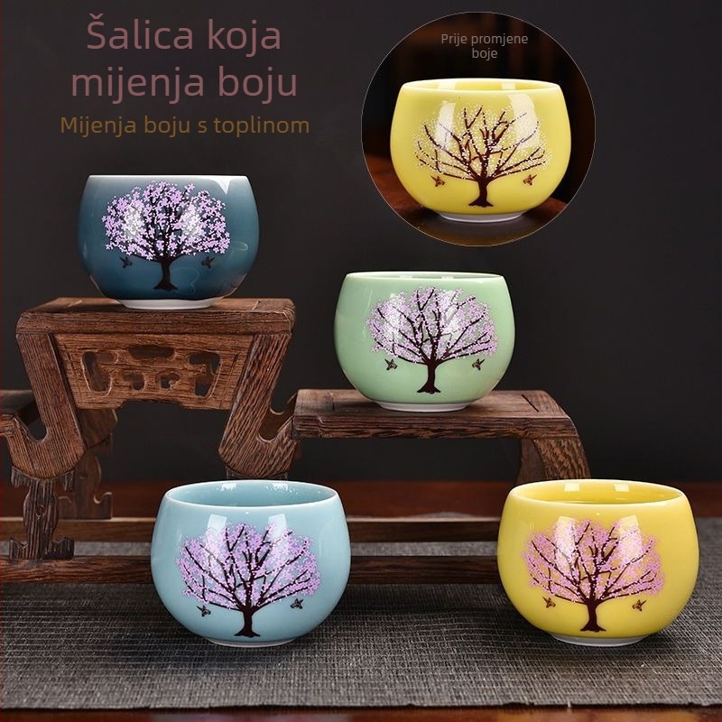 Termokromatska keramička šalica za čaj, Dragon Egg dizajn, Gongfu majstor, kućna upotreba