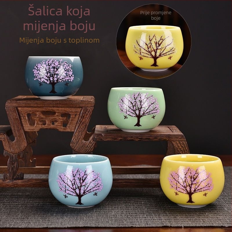 Termokromatska keramička šalica za čaj, Dragon Egg dizajn, Gongfu majstor, kućna upotreba