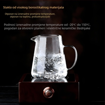 Debeli stakleni čajni set otporan na toplinu, proziran, s fair cup i čajnim filtrom, borosilikatno staklo, veličine velik i mali