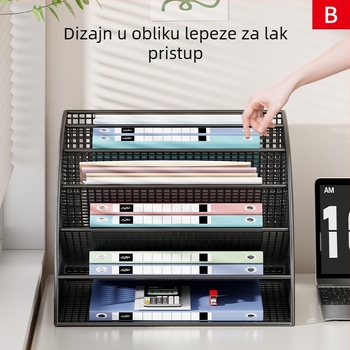 Uredsko skladište dokumenata – stalak s višestrukim fasciklama, kutijom za datoteke i držačem za knjige