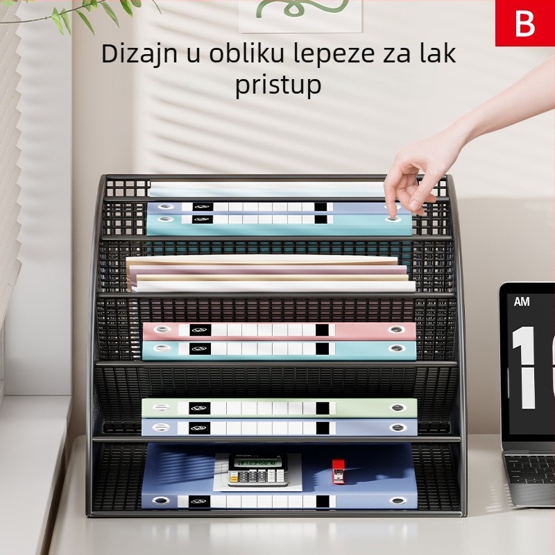 Uredsko skladište dokumenata – stalak s višestrukim fasciklama, kutijom za datoteke i držačem za knjige