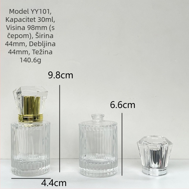 Staklena bočica parfema 30 ml s raspršivačem – prazno pakiranje kozmetike, bayonet kapa, razni stilovi (6-10 varijanti)