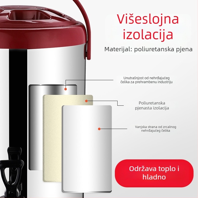 Kanta od nehrđajućeg čelika 304 za mliječni čaj, velika kapaciteta, izolirana, za komercijalnu uporabu u čajani
