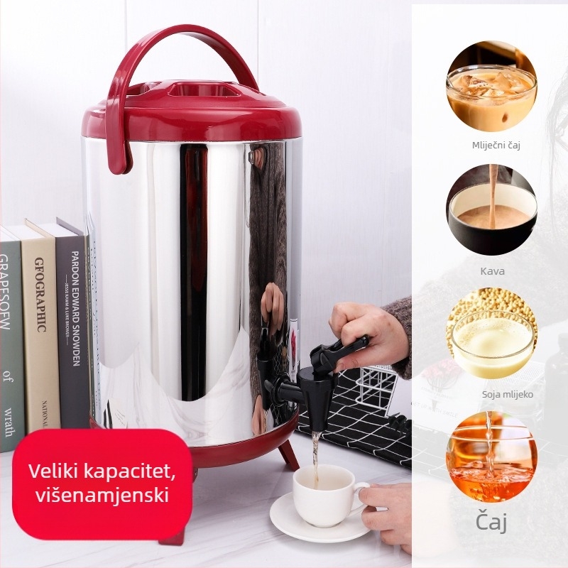 Kanta od nehrđajućeg čelika 304 za mliječni čaj, velika kapaciteta, izolirana, za komercijalnu uporabu u čajani
