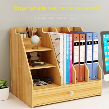 Velika drvena kutija za uredske potrepštine na radnom stolu, s ladicama, DIY kreativni organizator za dokumente