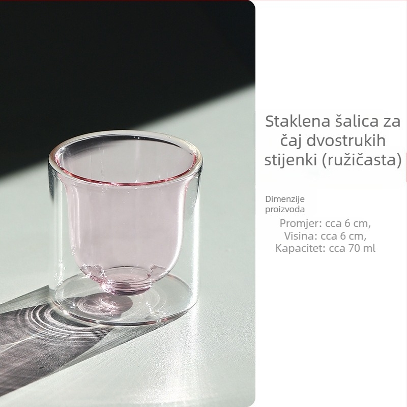 Set dvostruko stijenih staklenih šalice za čaj od borosilikatnog stakla s izolacijom