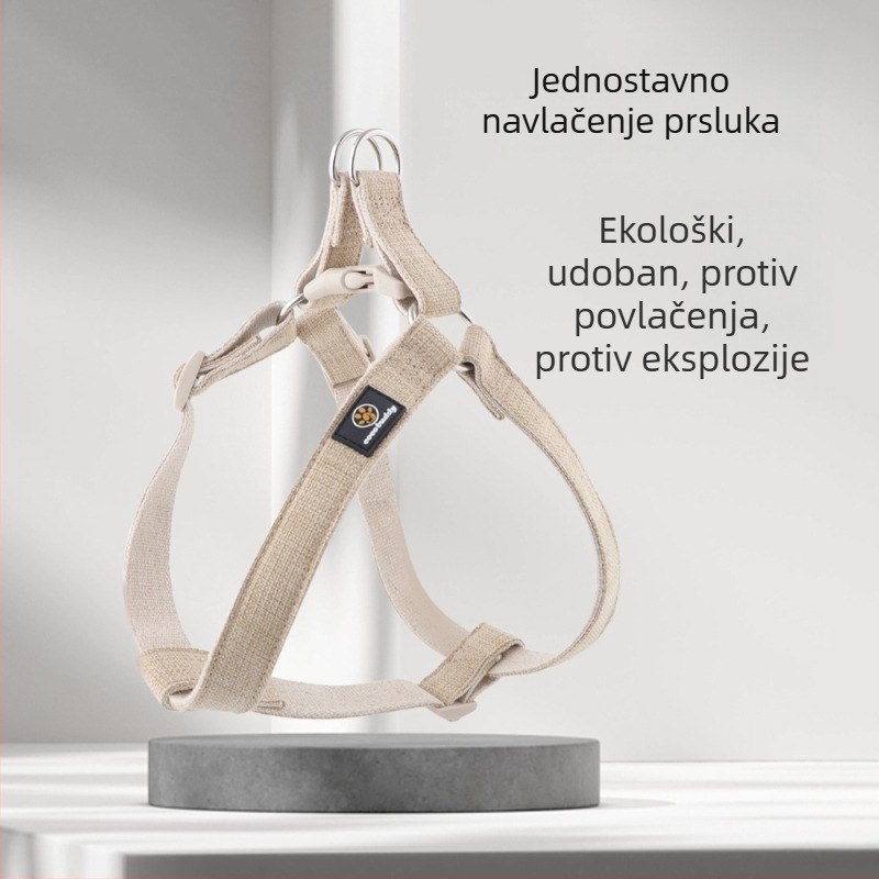 Hám za pse od pamuka i lana, podesivi prsni pojas, u stilu prsluka, za male i velike pse