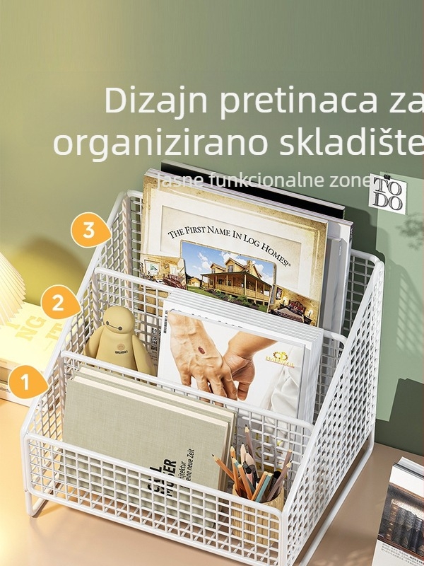Drveni višeslojni stolni pretinac za knjige, časopise, slikovnice, grickalice i kozmetiku