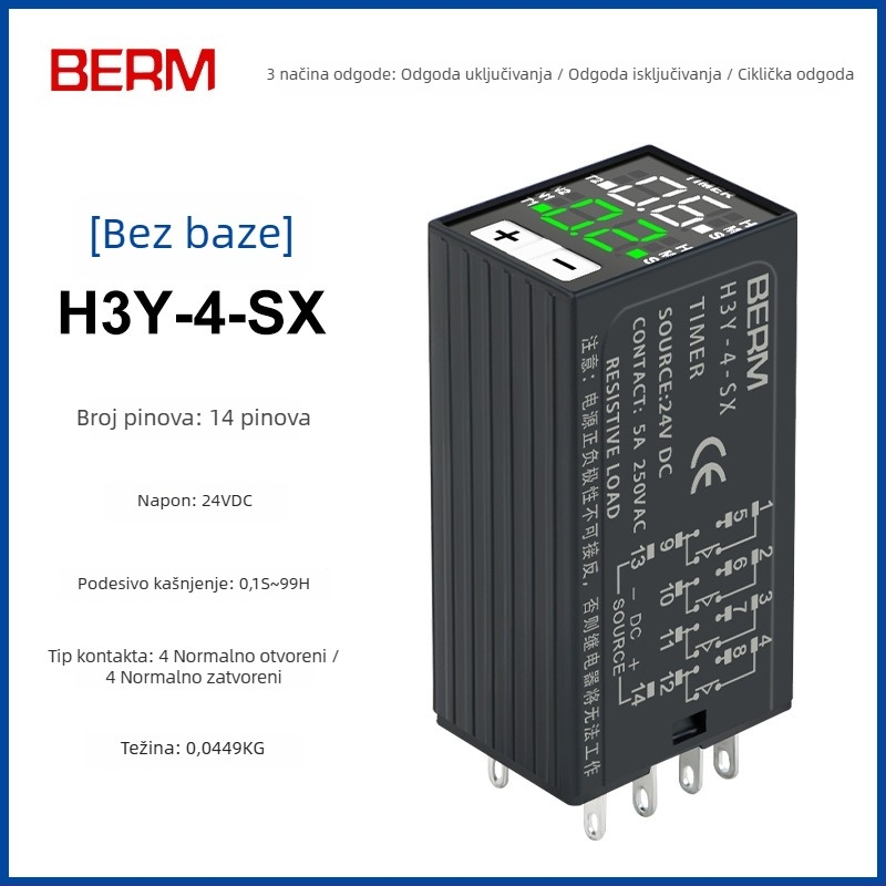 H3Y-2/H3Y-4 vremensko rele s digitalnim zaslonom, cikličko mjerenje vremena, 24V/220V