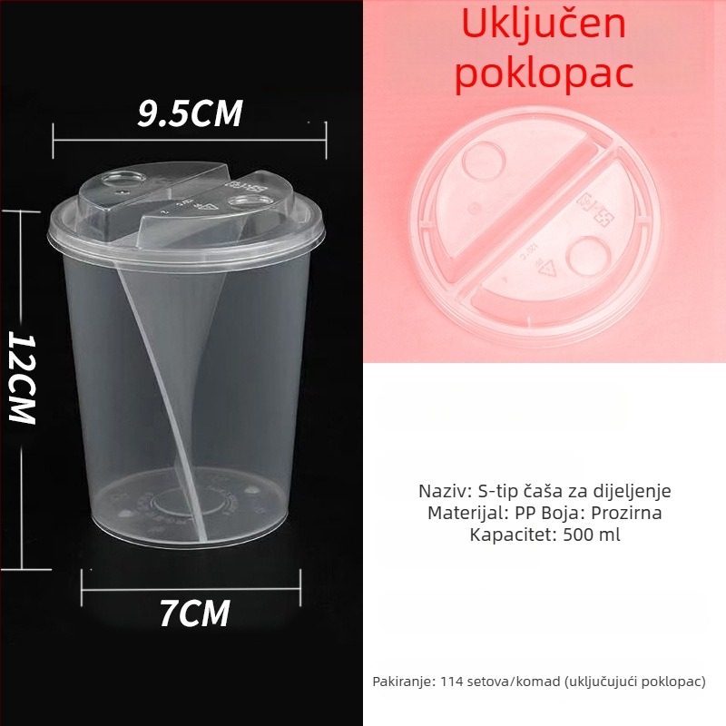 S‑oblik šalice za dijeljenje s dvostrukim okusom, za hladna pića i deserte, jednokratna čaša za čaj s mlijekom