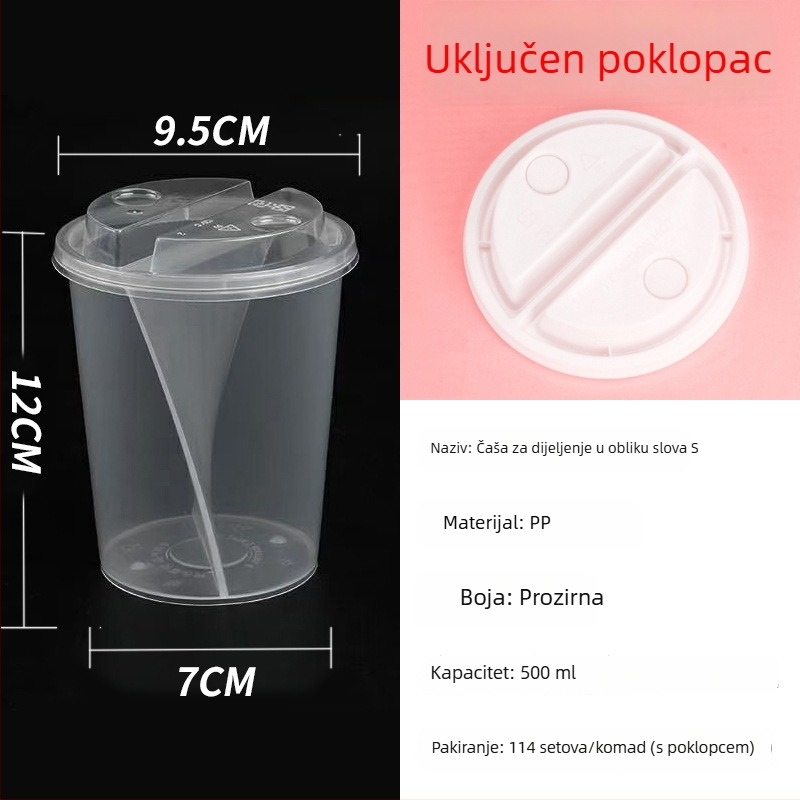 S‑oblik šalice za dijeljenje s dvostrukim okusom, za hladna pića i deserte, jednokratna čaša za čaj s mlijekom