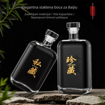 Prozirna boca od kristalnog stakla za liker, voćno vino, kućne napitke, crveno vino i hladni čaj — kvadratna ravna boca (375ml/500ml/1000ml)