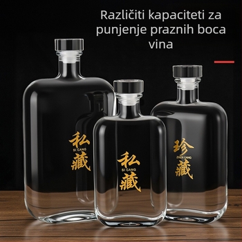 Prozirna boca od kristalnog stakla za liker, voćno vino, kućne napitke, crveno vino i hladni čaj — kvadratna ravna boca (375ml/500ml/1000ml)