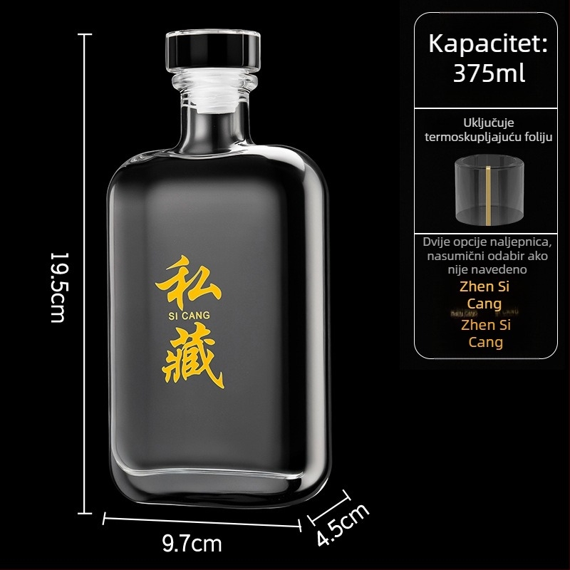 Prozirna boca od kristalnog stakla za liker, voćno vino, kućne napitke, crveno vino i hladni čaj — kvadratna ravna boca (375ml/500ml/1000ml)