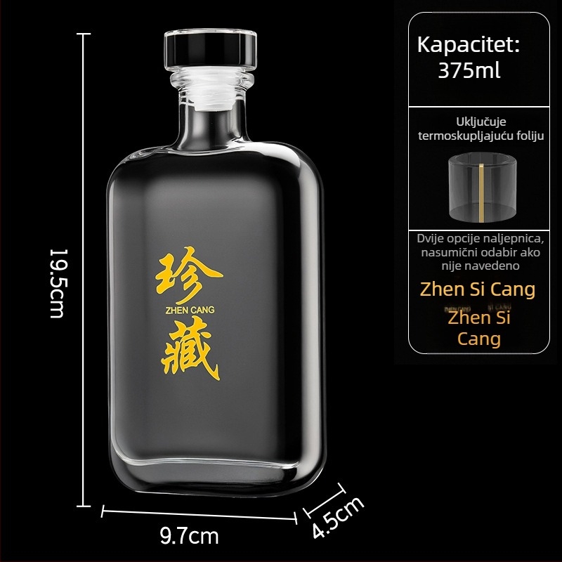 Prozirna boca od kristalnog stakla za liker, voćno vino, kućne napitke, crveno vino i hladni čaj — kvadratna ravna boca (375ml/500ml/1000ml)