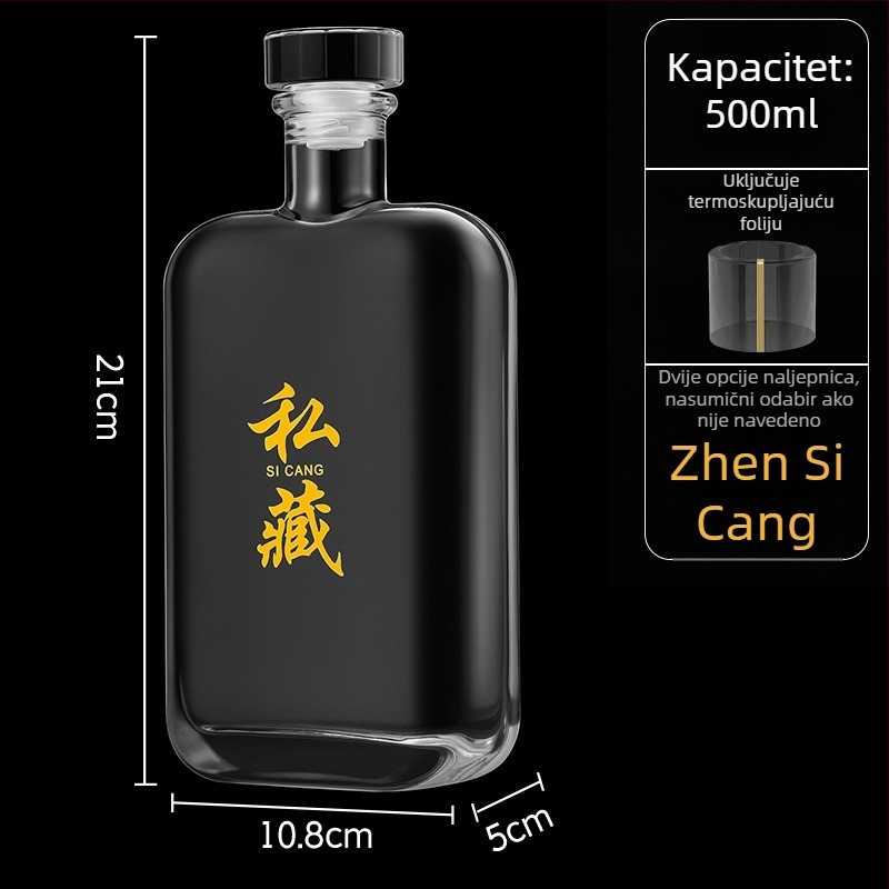 Prozirna boca od kristalnog stakla za liker, voćno vino, kućne napitke, crveno vino i hladni čaj — kvadratna ravna boca (375ml/500ml/1000ml)