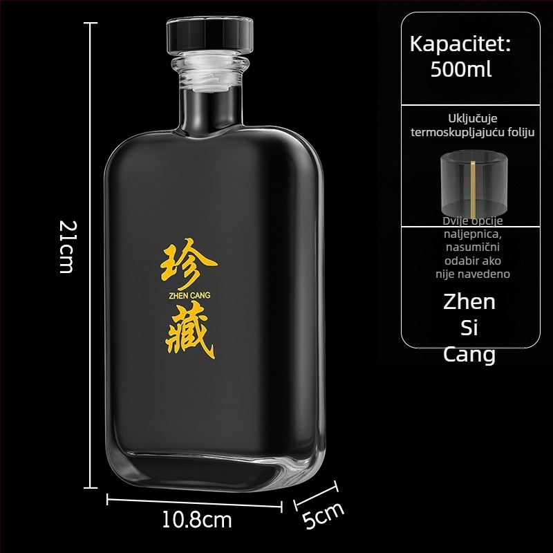 Prozirna boca od kristalnog stakla za liker, voćno vino, kućne napitke, crveno vino i hladni čaj — kvadratna ravna boca (375ml/500ml/1000ml)
