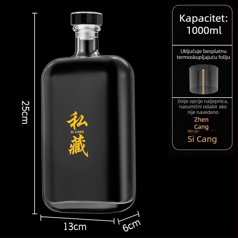 Prozirna boca od kristalnog stakla za liker, voćno vino, kućne napitke, crveno vino i hladni čaj — kvadratna ravna boca (375ml/500ml/1000ml)